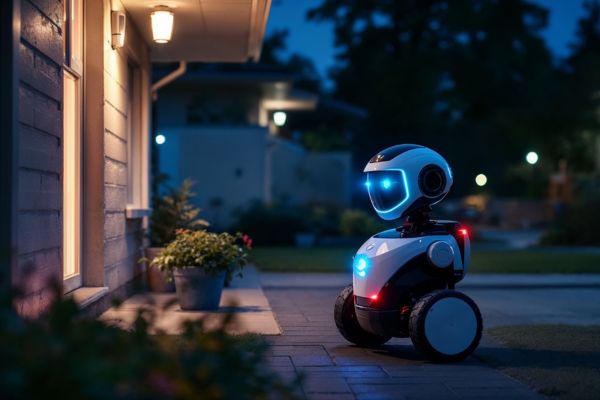 AI security robot identifying an intrusion in real time.